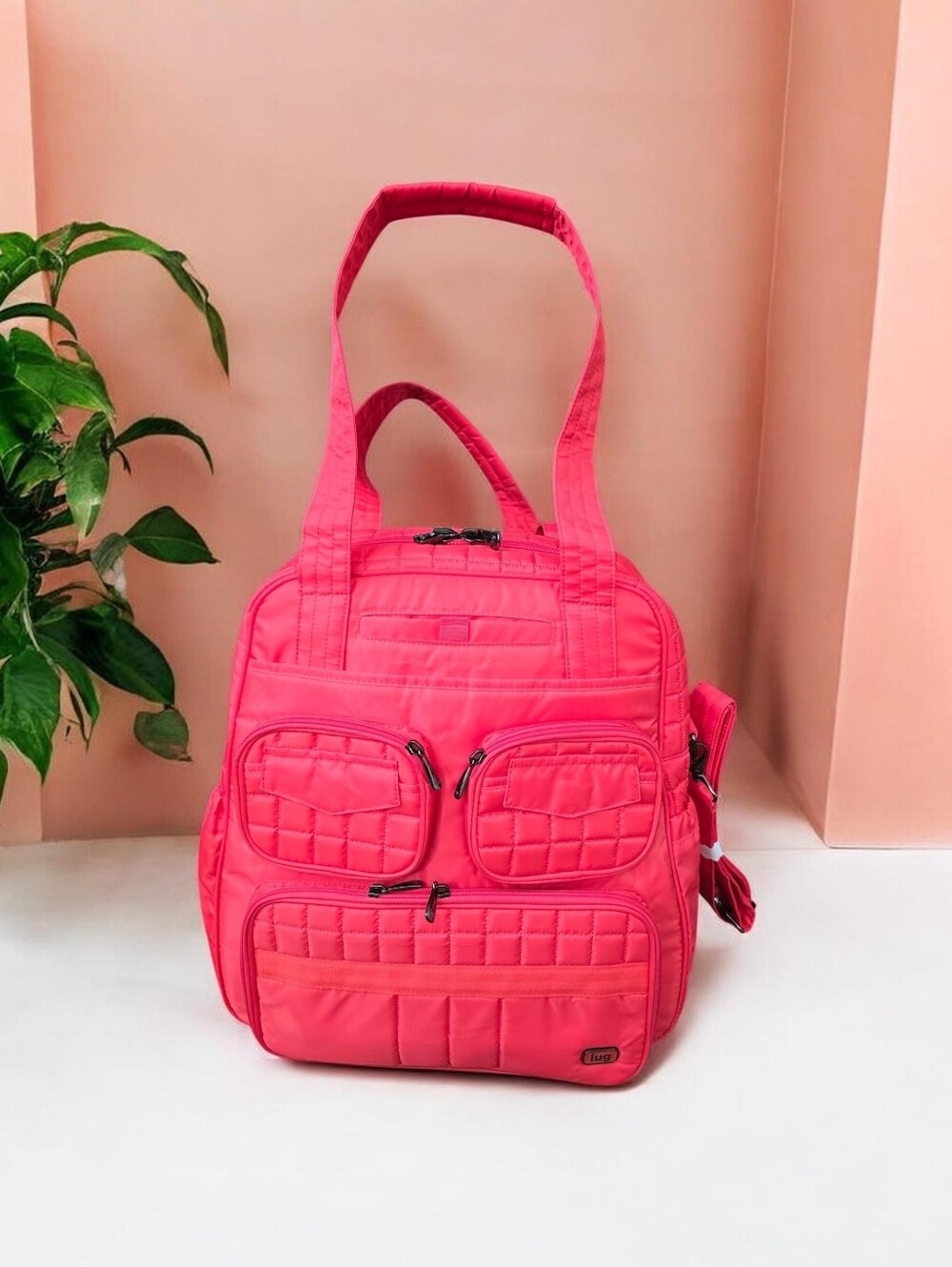 Lug Puddle Jumper Overnight Convertible Tote Bag Carry On (Coral) NEW